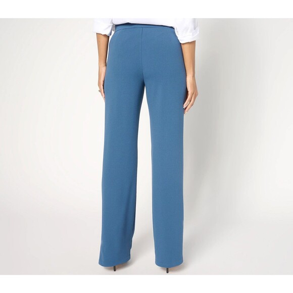 Dennis Basso PL 14 Petite Pants Luxe Crepe Pull On Bootcut Blue XL - Picture 3 of 9